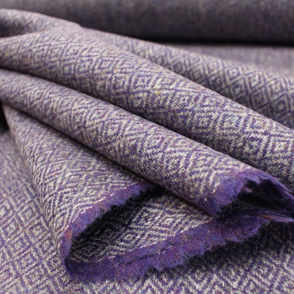 Lavender Diamond Donegal Fleck 100% Wool Tweed Fabric UK Made Cloth * Vendu par le demi-mètre * Pas Harris - Beau tissu de laine de fabrication britannique