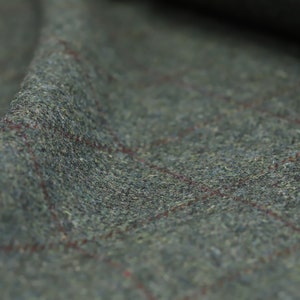 Forest Windowpane 100% Wool Tweed Fabric UK Made Cloth Sold By The Half-Metre Not Harris Beautiful British Made Wool Fabric image 5