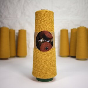 Weaving Wool Fine Shetland Type - 250g Cone UK Spun 1/9N Yarn 100% Pure Wool for Tweed Fabric - Golden Yellow