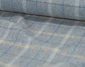 Tela de tweed de lana 100% Cloud Blue Crossbar, fabricada en el Reino Unido. **Se vende por medio metro**. No es de Harris: ¡una hermosa tela de lana fabricada en Gran Bretaña!