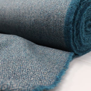 Teal Diamond Donegal Fleck 100% Wool Tweed Fabric UK Made Cloth  **Sold By The Half-Metre** Not Harris - Beautiful British Made Wool Fabric!