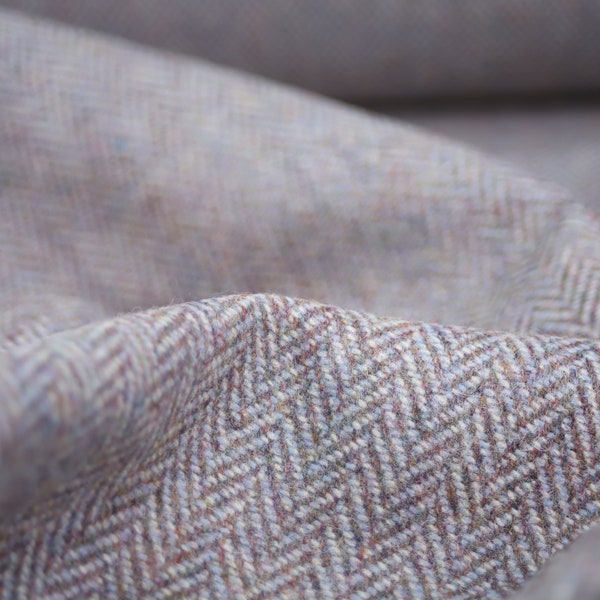 Beachcomber Herringbone 100% Wool Tweed Fabric UK Made Cloth  **Sold By The Half-Metre** Not Harris - Beautiful British Made Wool Fabric!