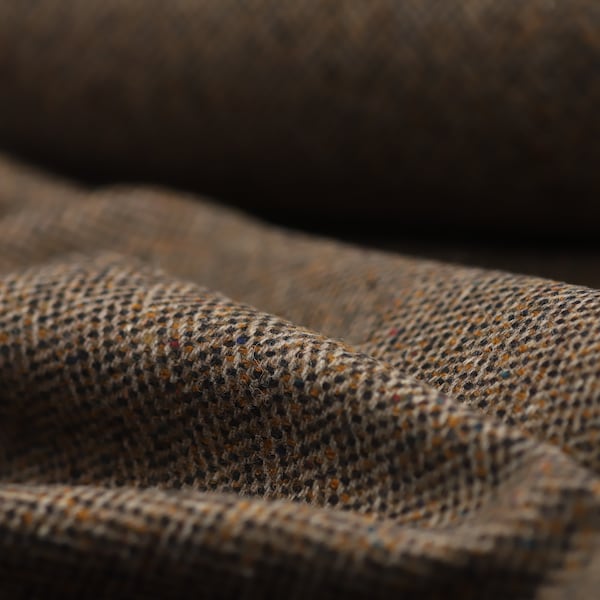 Brown Rainbow Stepped 100% Wool Tweed Fabric UK Made Cloth  **Sold By The Half-Metre** Not Harris - Beautiful British Made Wool Fabric!