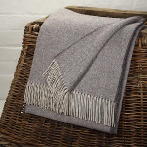 Qualität British Made 100% Wolle Tweed Stoff Decke Überwurf 170 cm x 150 cm - Rainbow Grey
