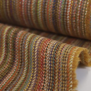 Gold Rainbow Stripe 100% Wool Tweed Fabric UK Made Cloth  **Sold By The Half-Metre** Not Harris - Beautiful British Made Wool Fabric!