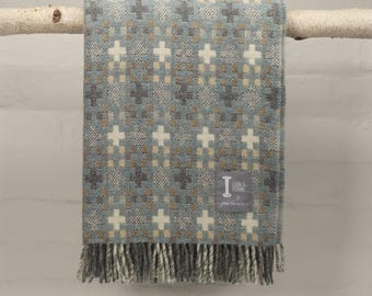 Britischer walisischer Wandbehang/Fair Isle Style Wolldecke Überwurf Schöne Qualität Gemütliche Warme Loom & Bobbin - Duckegg