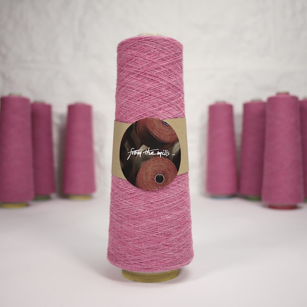 Weaving Wool Fine Shetland Type - 250g Cone UK Spun 1/9N Yarn 100% Pure Wool for Tweed Fabric - Pink Sorbet