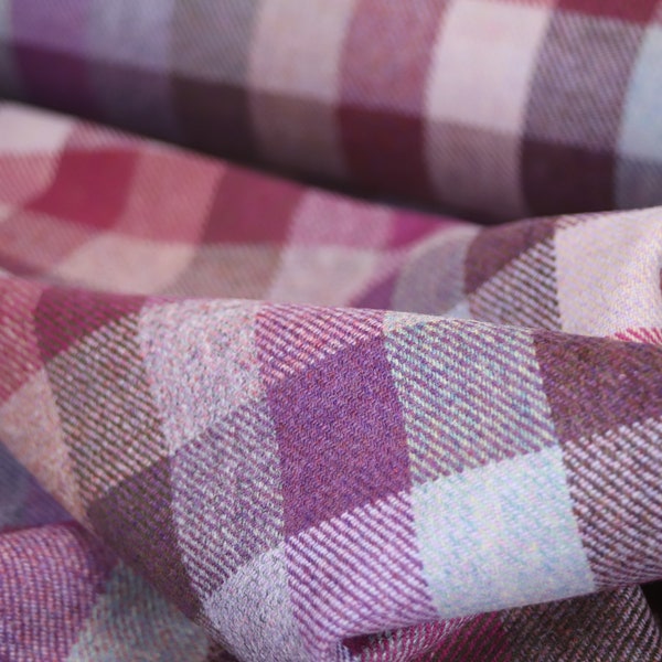 Berry Check 100% Wool Tweed Fabric UK Made Cloth  **Sold By The Half-Metre** Not Harris - Beautiful British Made Wool Fabric!