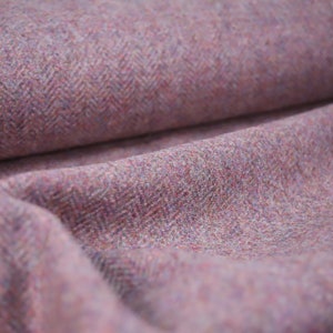 Pink Heather Herringbone 100% Wool Tweed Fabric UK Made Cloth  **Sold By The Half-Metre** Not Harris - Beautiful British Made Wool Fabric!