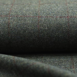 Forest Windowpane 100% Wool Tweed Fabric UK Made Cloth Sold By The Half-Metre Not Harris Beautiful British Made Wool Fabric image 1