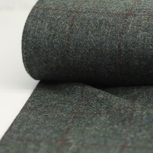 Forest Windowpane 100% Wool Tweed Fabric UK Made Cloth Sold By The Half-Metre Not Harris Beautiful British Made Wool Fabric image 2