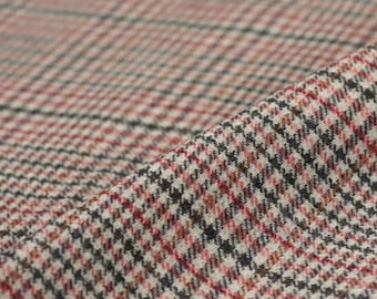 Coral Mix Guntooth 100% Wool Tweed Fabric UK Made Cloth **Sold By The Half-Metre** Not Harris - British Made Wool Fabric!
