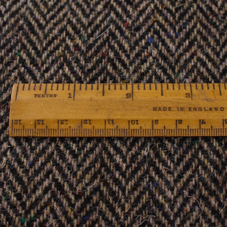 Brown Rainbow Fleck Large Herringbone 100% Wool Tweed UK Made | Etsy