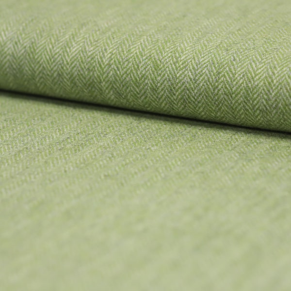 Tissu tweed 100 % laine mélangé vert lime Tissu fabriqué au Royaume-Uni ** Vendu au demi-mètre ** Pas Harris – Beau tissu en laine fabriqué en Grande-Bretagne !