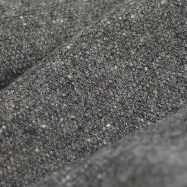 Tissu tweed 100 % laine mélangé gris foncé Tissu fabriqué au Royaume-Uni ** Vendu au demi-mètre ** Pas Harris – Beau tissu en laine de fabrication britannique !