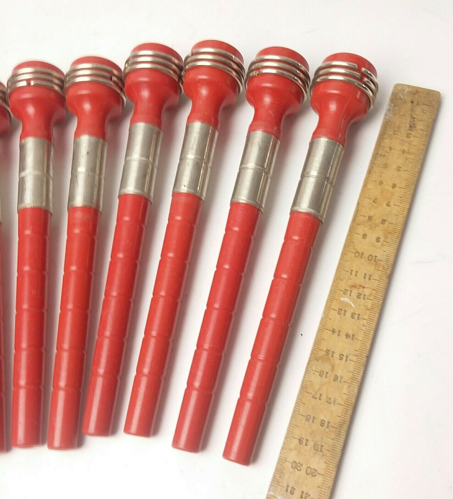 10x Vintage Red Bobbins Plastic Metal 20cm From Authentic Etsy