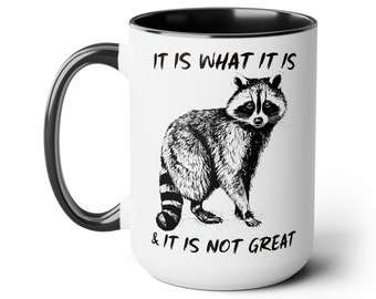 It Is What It Is and It Is Not Great Funny Raccoon Coffee Mug, Coffee Mug With Saying, Relatable Mug, Funny Gifts for Her, Meme | 11oz/15oz