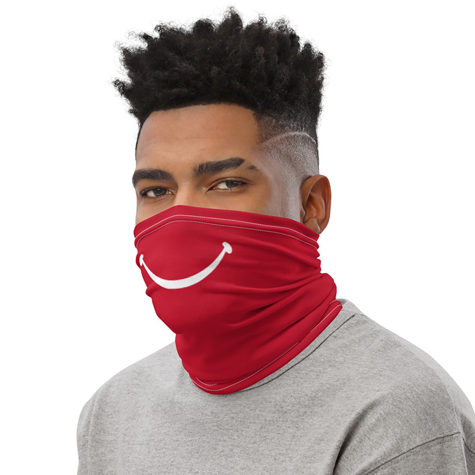 Neck Gaiter Face Mask Red With Happy Smile for Men & for Etsy