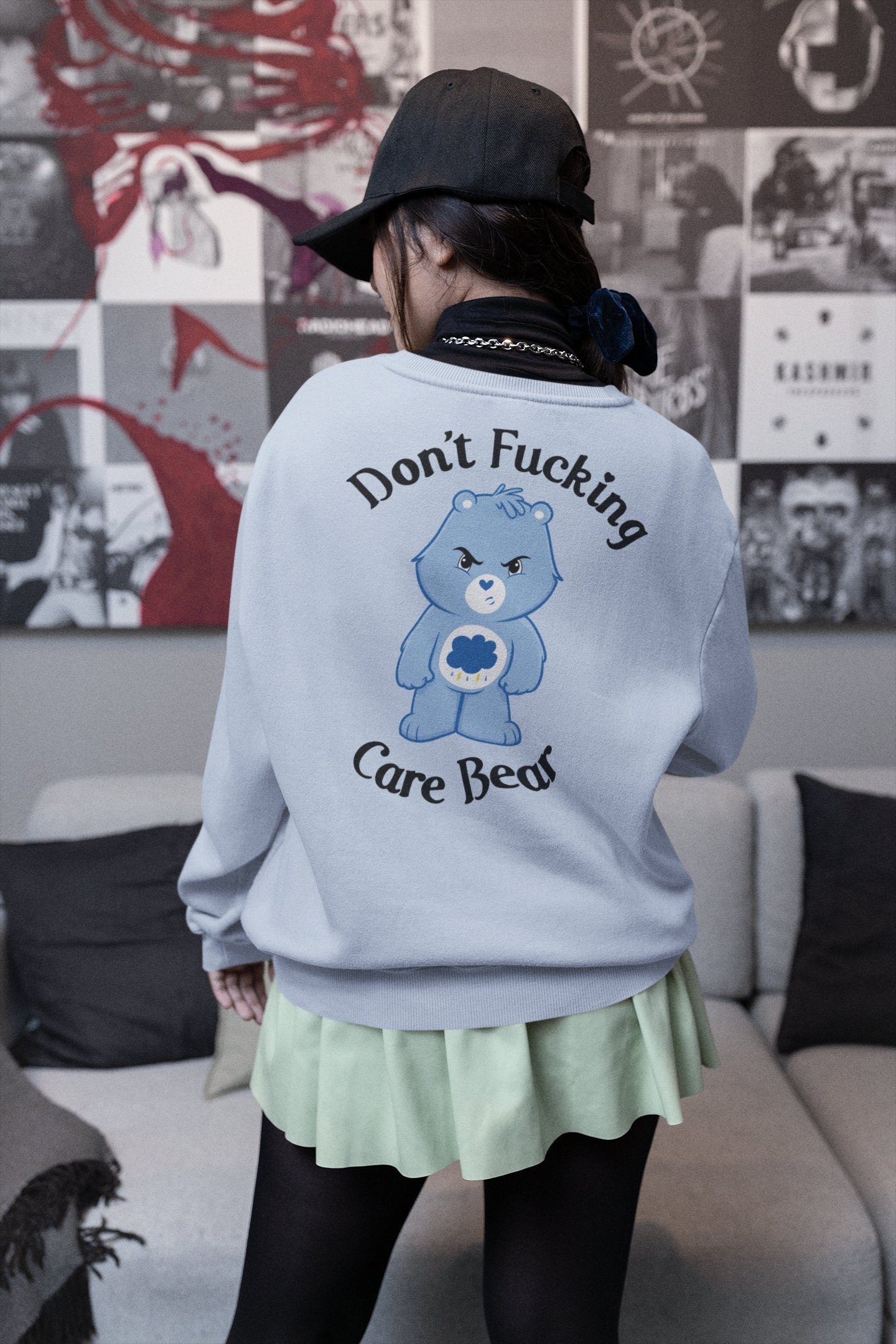 Sweat vintage bleu sarcelle pour jeunes : coeurs et noeuds