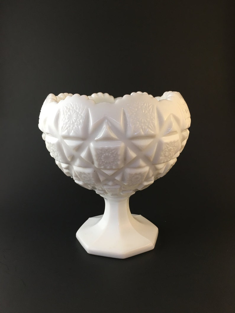 Vintage 1960s Westmoreland Milk Glass Old Quilt pattern Etsy