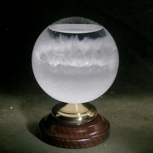 Habrgold Stormglass, Storm glass, Weather glass, Weather Forecaster, Barometer, BS-K70 (Glass, Beech wood, Brass)