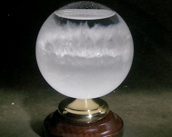 Habrgold Stormglass, Storm glass, Weather glass, Weather Forecaster, Barometer, BS-K70 (Glass, Beech wood, Brass)