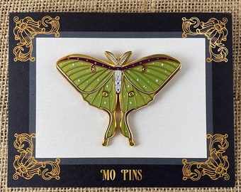 Luna Moth Enamel Pin - 3" Wide - Translucent Enamel - Halloween - Nature - Collectors Item