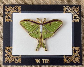 Luna Moth Enamel Pin - 3" Wide - Translucent Enamel - Halloween - Nature - Collectors Item