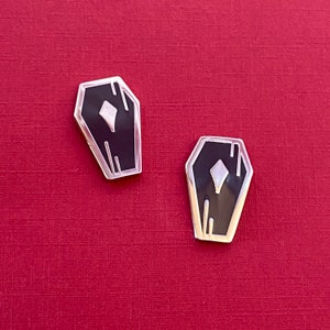 Silver Gothic Coffin Hard Enamel Pins: Halloween Vampire Set