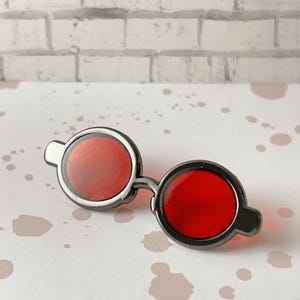 Daredevil Matt&#39;s Red Glasses - Stained Glass Enamel 2&quot; Pin - DD, Charlie Cox, Really Good Lawyer