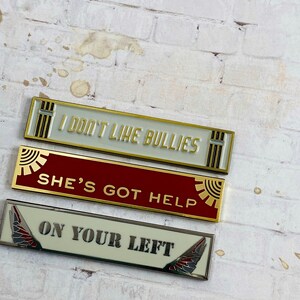 Zitat Serie 5 Emaille Pin - Steve Rogers, Okoye, Hawk - Don't Like Bullies, She's Got Help, On Your Right