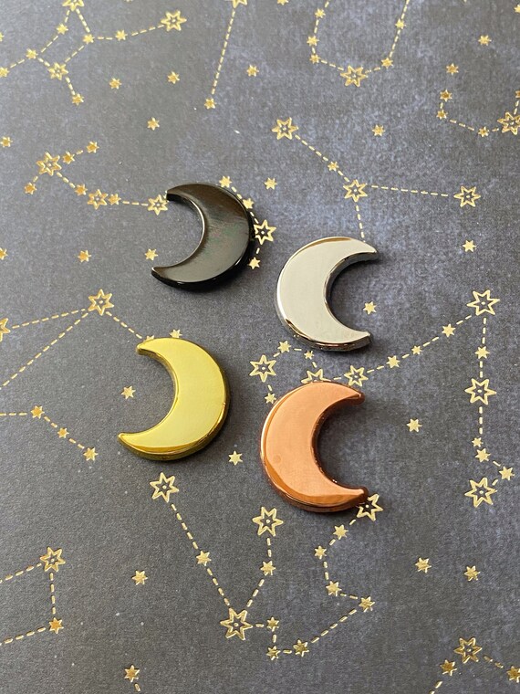 Mini Moon Enamel Pins - Celestial Witchcore Gold, Silver, Black Nickel, Rose Gold - Lunar Accessory