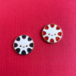 Percival the Peppermint Enamel Pin - .75&quot; Hard Enamel Glitter Filled - Holiday, Christmas Gifts