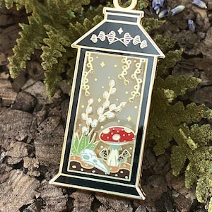 Forest Mushroom Lantern Enamel Pin - Halloween, Fairy, Fae, Magic, Garden Witch