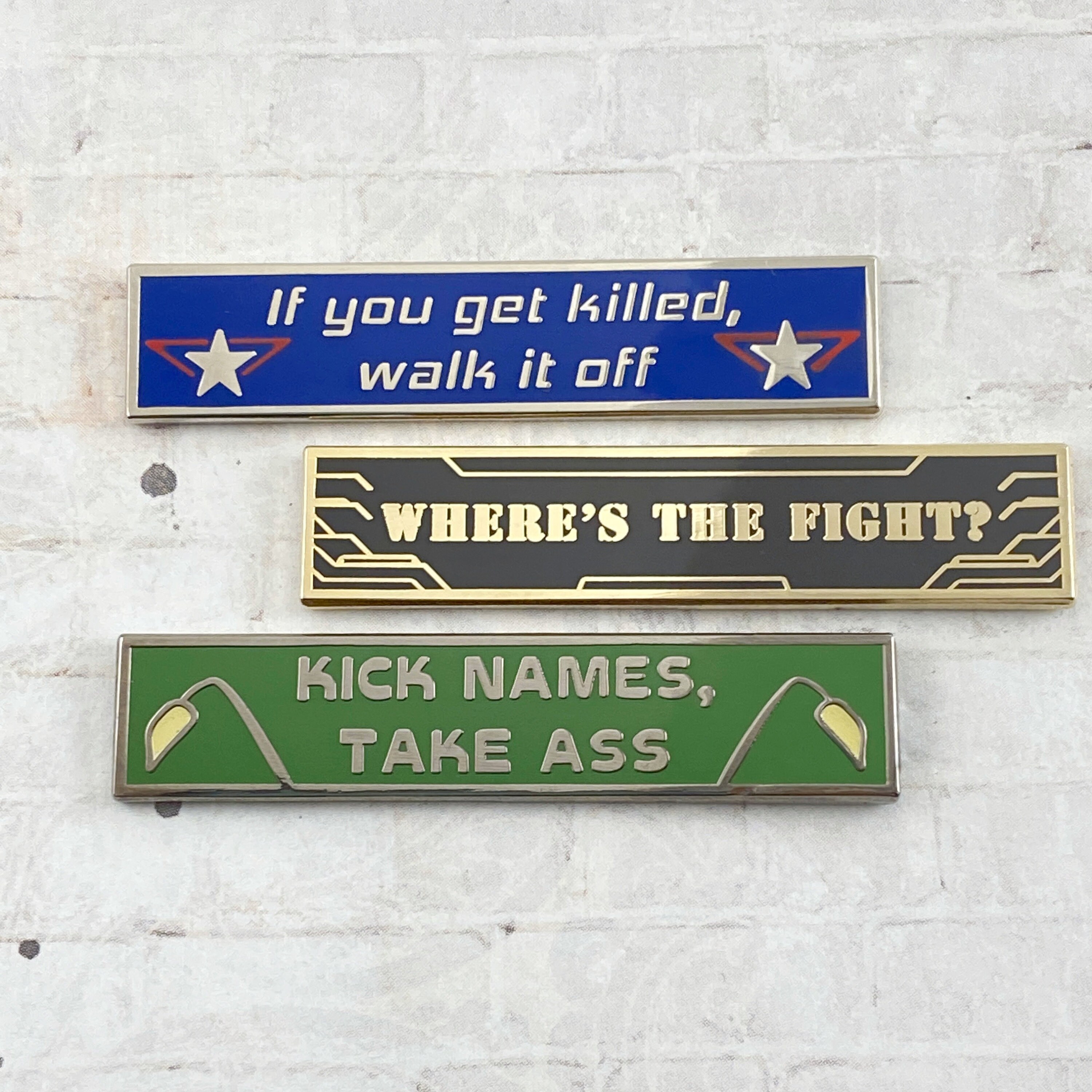 Quote Series 7 - 2" Hard Enamel Pins - Walk It Off, Where's …