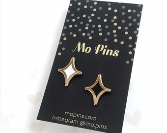 Gold Plated Stardust Lapel Pin Set: Black & White Cosmic Flair