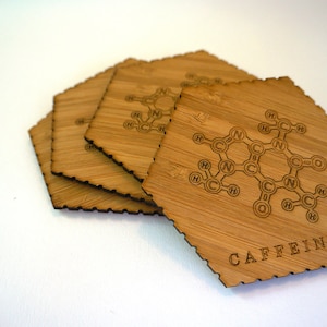 Caffeine Molecule Chemistry Coasters - Set of 4