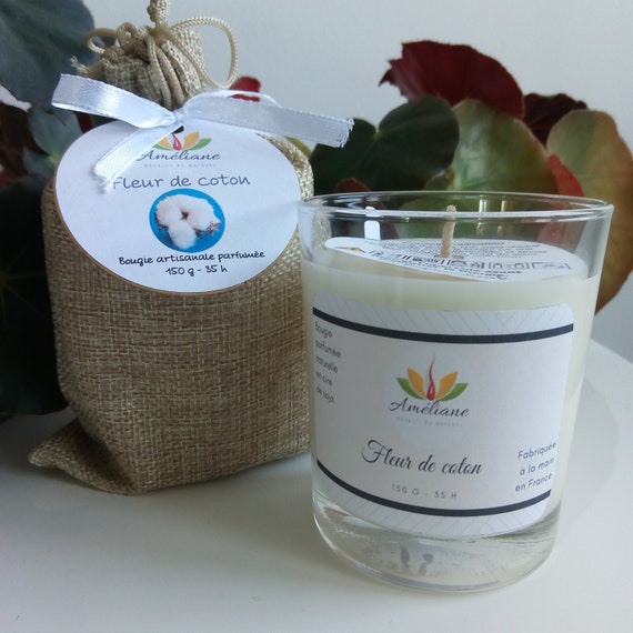 Scented Pot Candle Cotton Flower Cocooning Gift Etsy