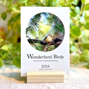 2024 Bird Calendar 2024 Bird Desk Calendar 2024 Bird Photography Calendar 2024 Desk Calendar with wood stand 2024 Calendar image 1