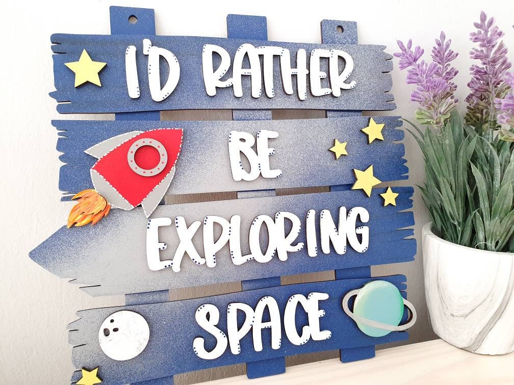 Space Themed Pallet Sign. Quirky Children's Wall Art. - Etsy