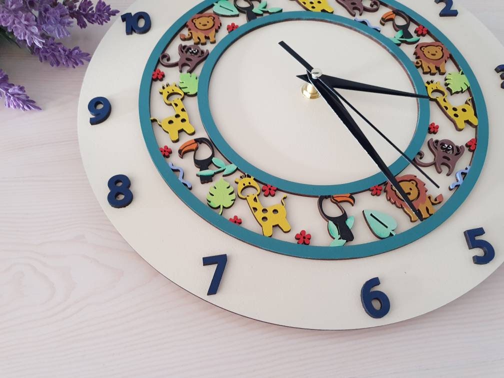 Safari / reloj de pared temático de la selva. Dormitorio arte | Etsy