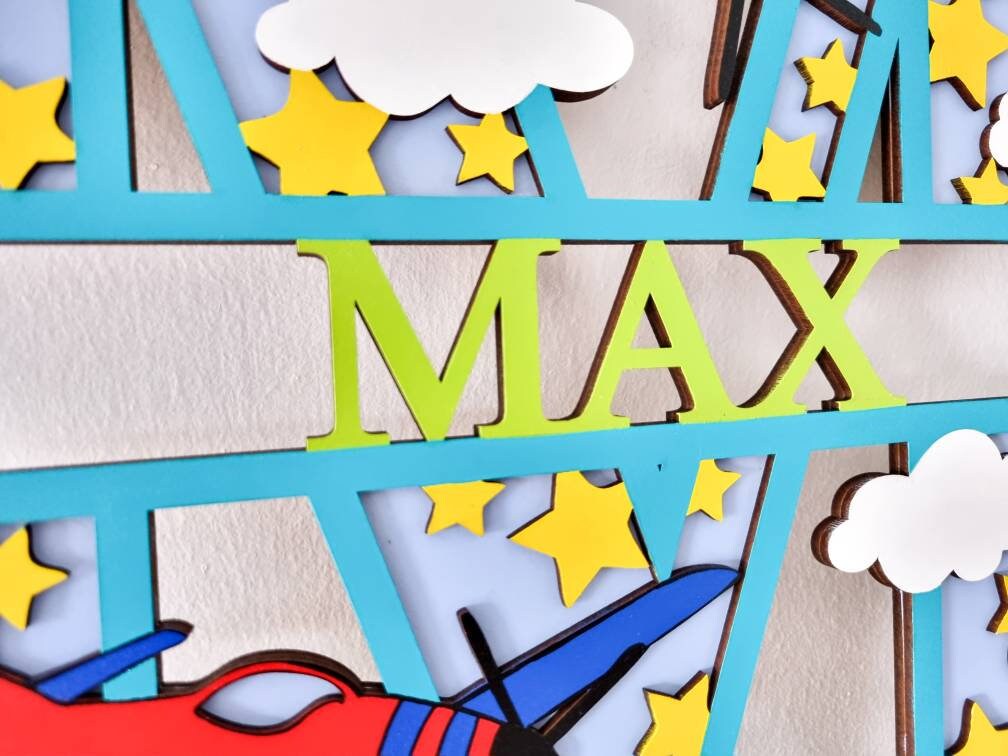 Personalised Aeroplane Themed Letter. Plane Bedroom Decoration Initial ...
