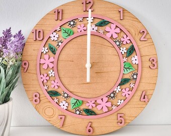 Floral / flowers clock. Wall art, time teller.