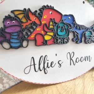 Personalised dino doodle Wall art, door name sign