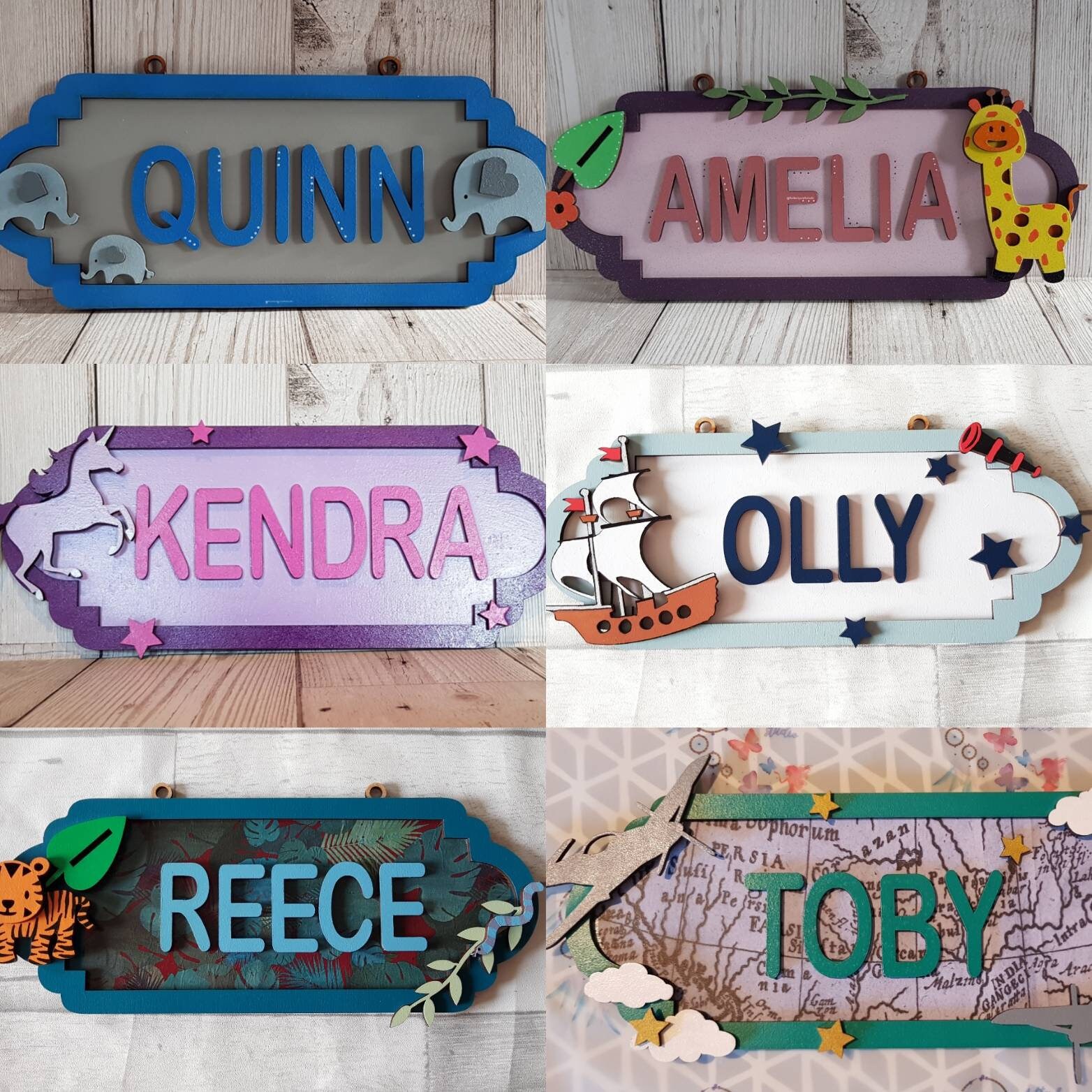 Personalised wooden door signs. Children's bedroom name Etsy