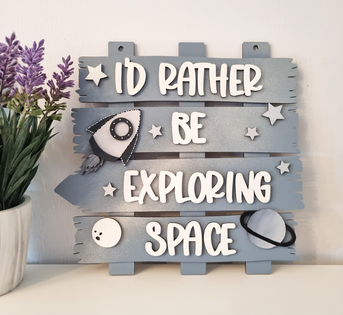 Space Themed Pallet Sign. Quirky Children's Wall Art. - Etsy
