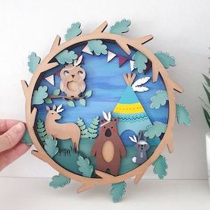 3D woodland tribal animals wall plaque. bedroom decoration