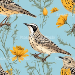 Western Meadowlark Seamless DIGITAL PRINT