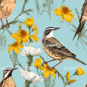 Western Meadowlark Seamless DIGITAL PRINT