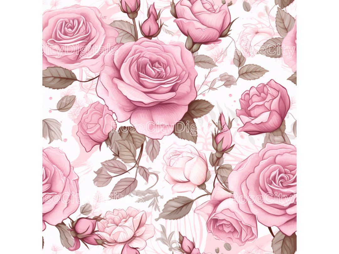 Aw Print Roses Pink Roses Seamless DIGITAL PRINT - Etsy